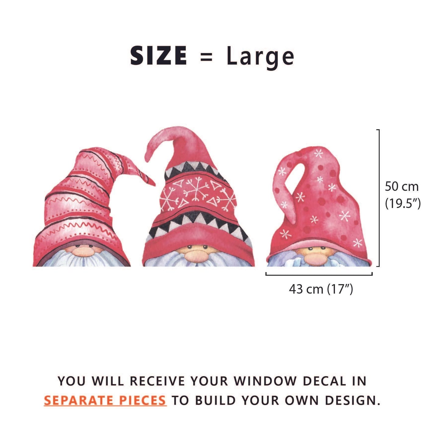 Set of 3 Christmas Peeping Gonk Window Decals - Dizzy Duck Designs