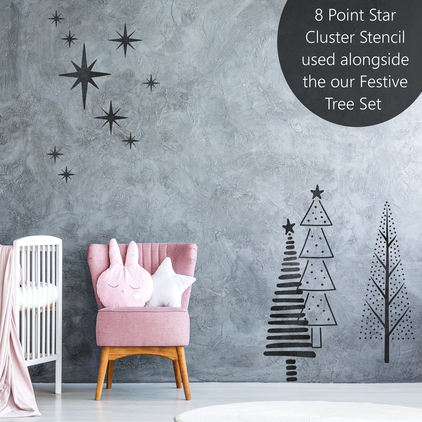 Set of 3 Christmas Tree Wall and Furniture Stencils - Dizzy Duck Designs