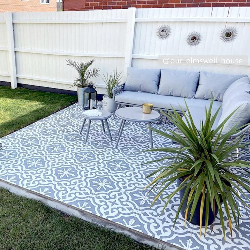 Seville Patio Stencil - Square Slabs - Dizzy Duck Designs