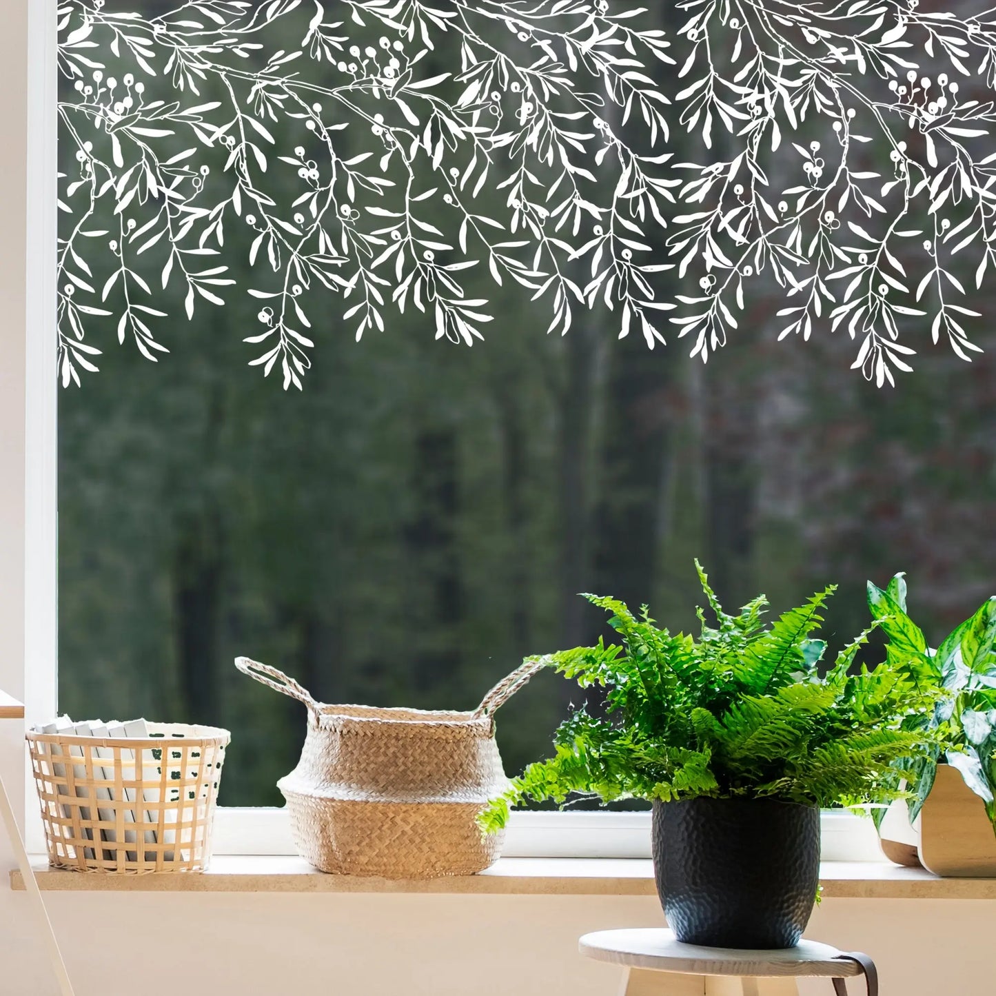 Sprig Berry Border Window Decal - Dizzy Duck Designs
