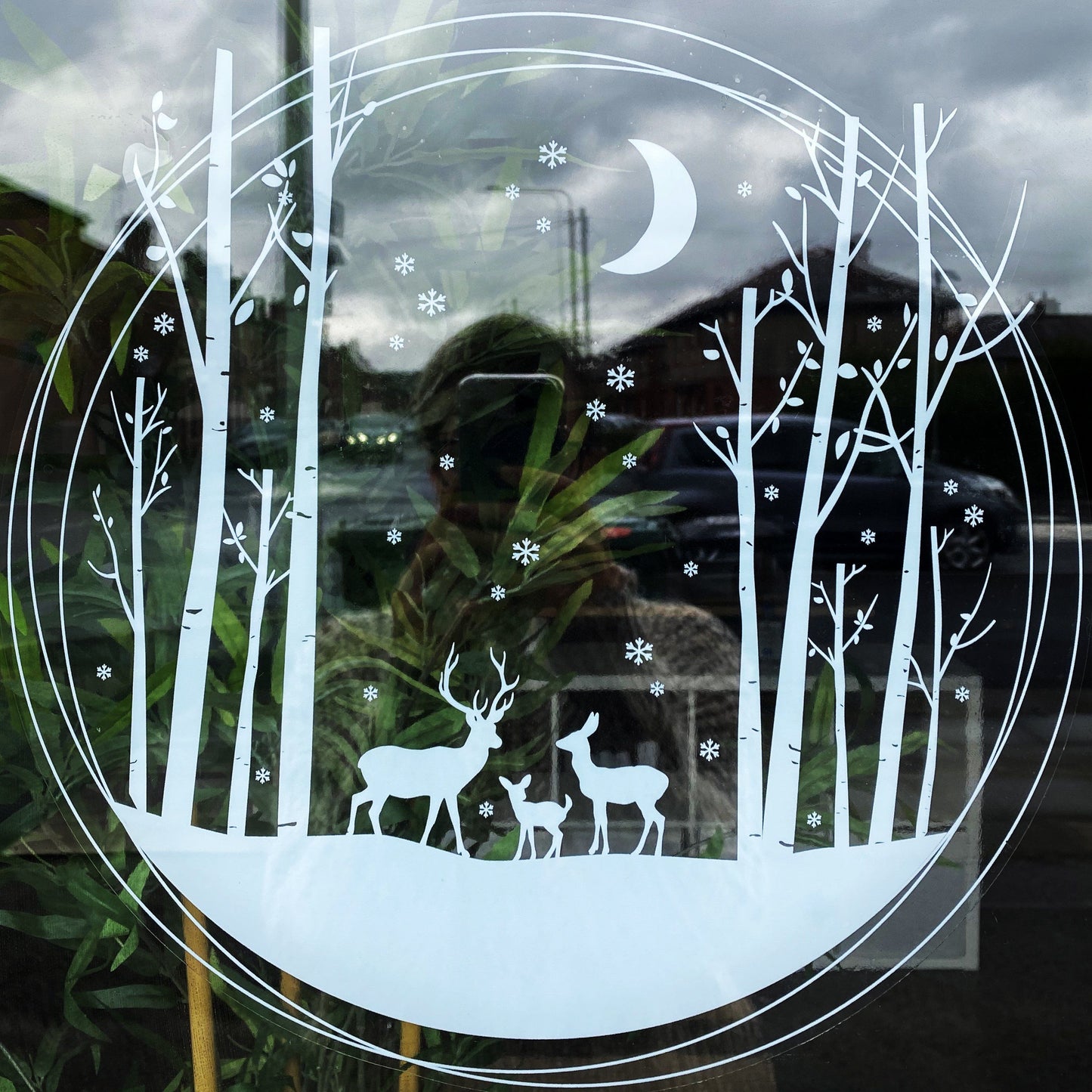 Stag & Birch Ring Window Decal - Dizzy Duck Designs