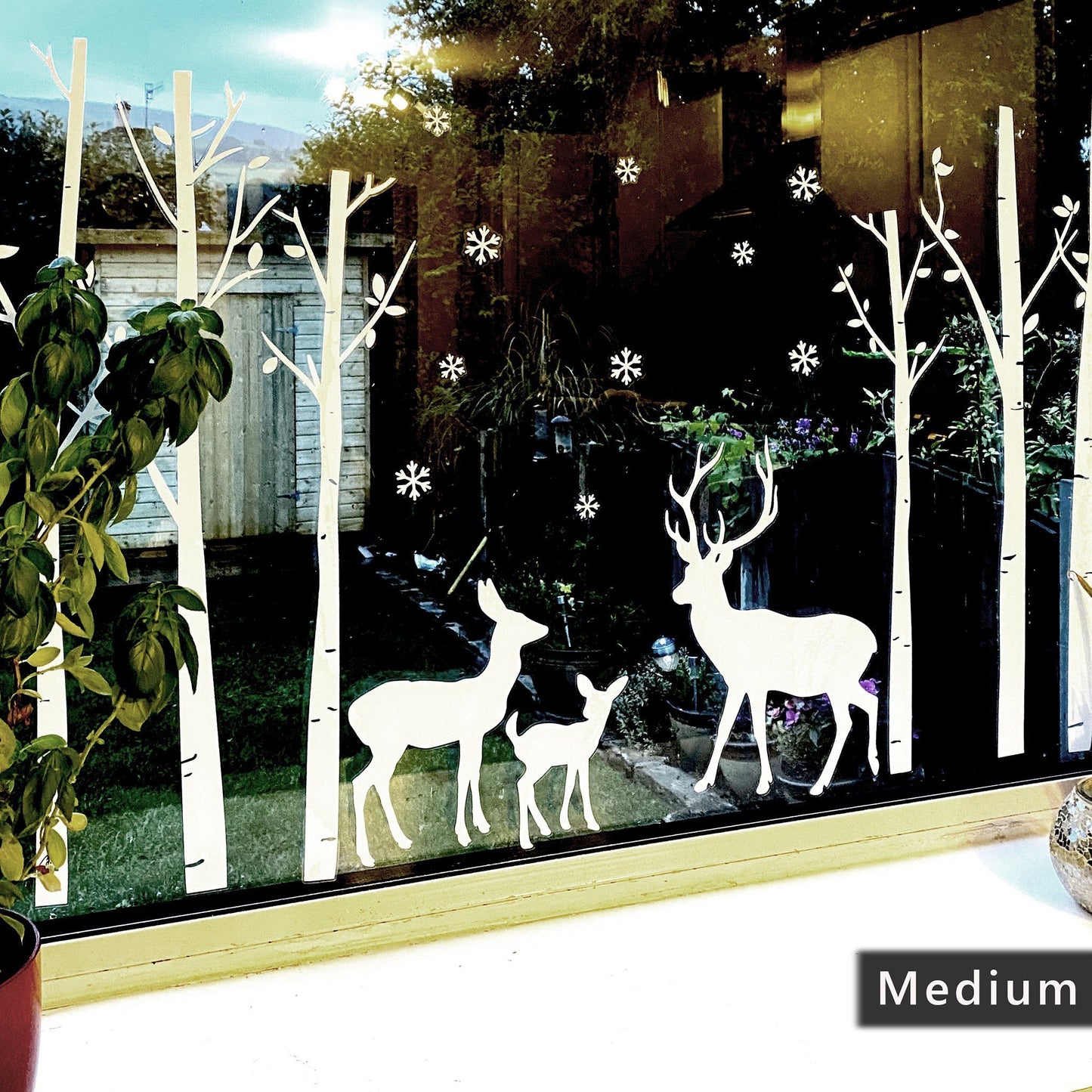 Stag & Birch Tree Scene Window Decal - Dizzy Duck Designs