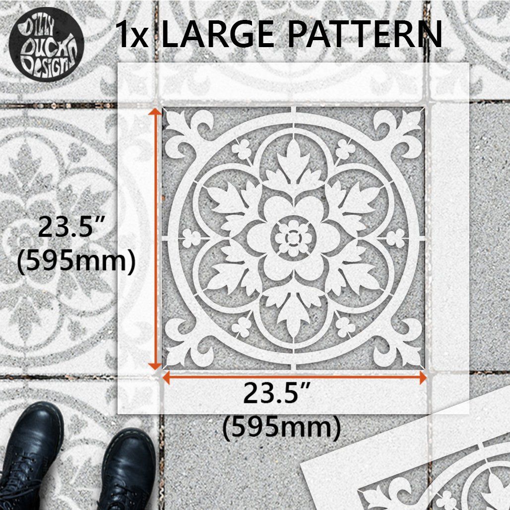 Stratford Patio Stencil - Square Slabs - Dizzy Duck Designs