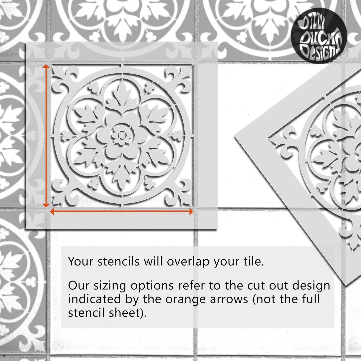 Stratford Tile Stencil - Dizzy Duck Designs