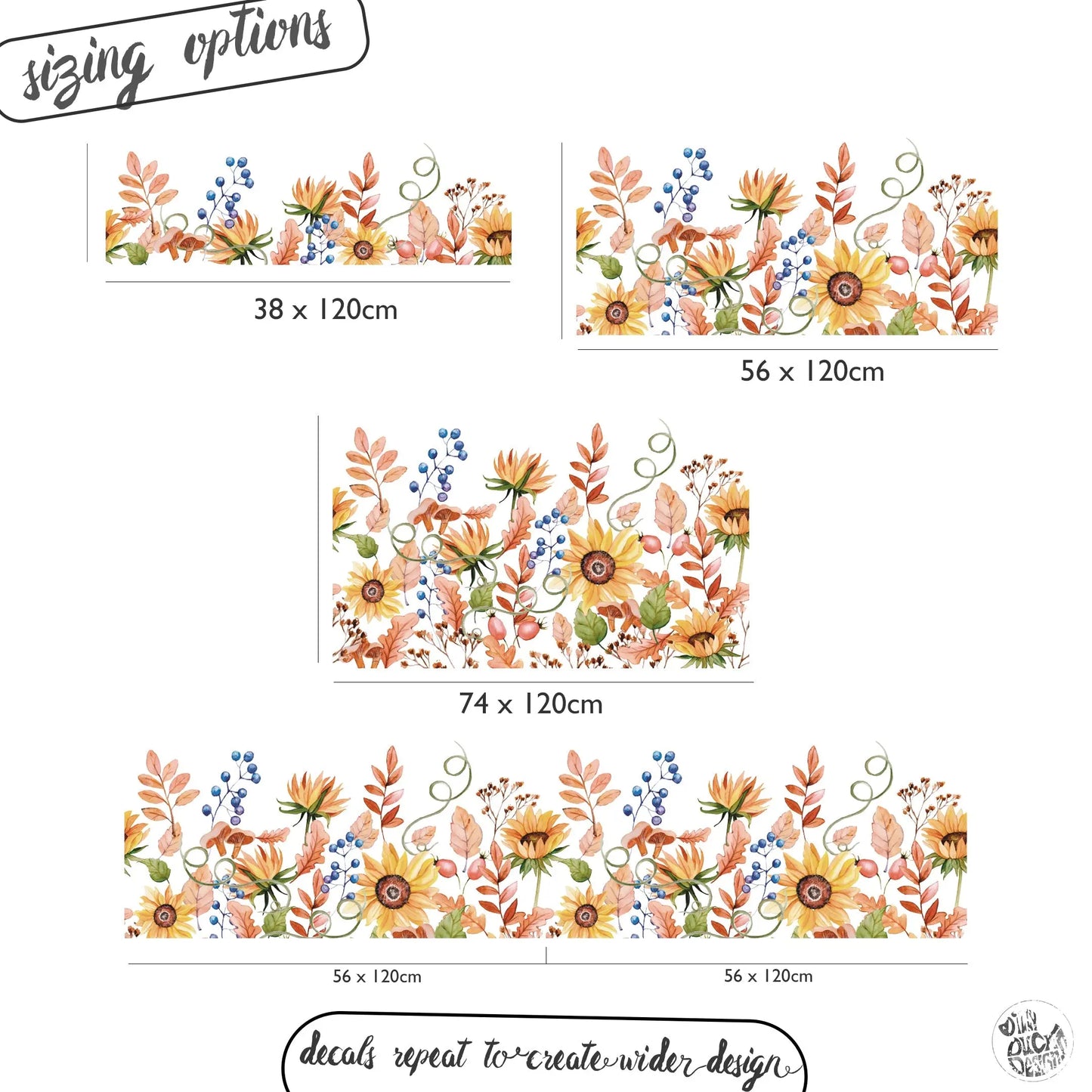 Autumn Sunflower Frosted Window Privacy Border - Dizzy Duck Designs