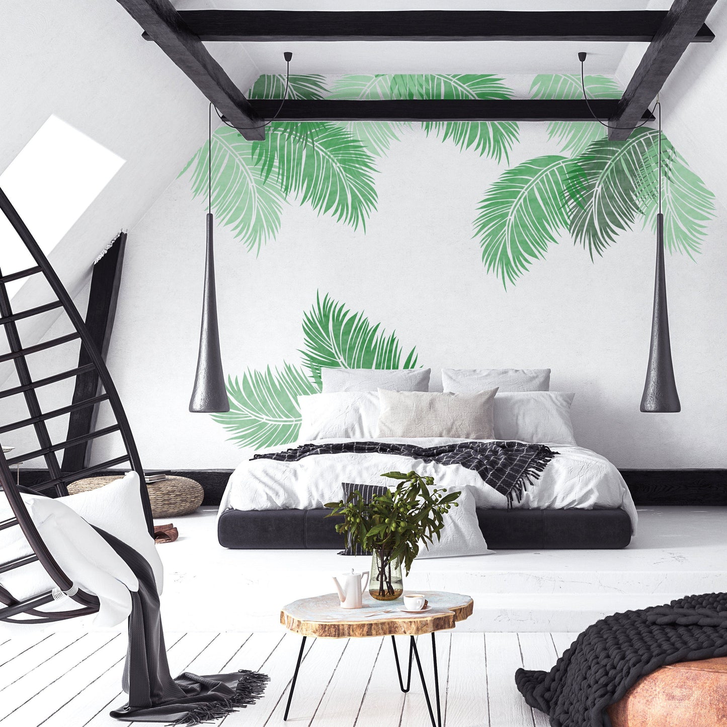 TROPICAL PALM Leaf Wall Stencil - Dizzy Duck Designs