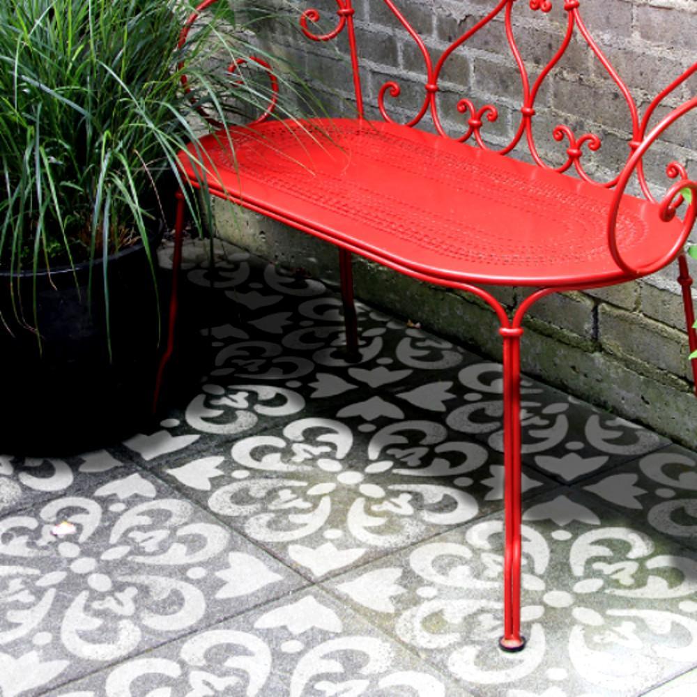 Tangier Patio Stencil - Square Slabs - Dizzy Duck Designs