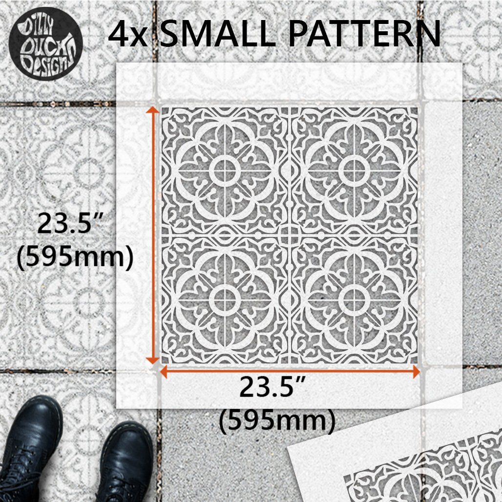 Tavira Patio Stencil - Square Slabs - Dizzy Duck Designs