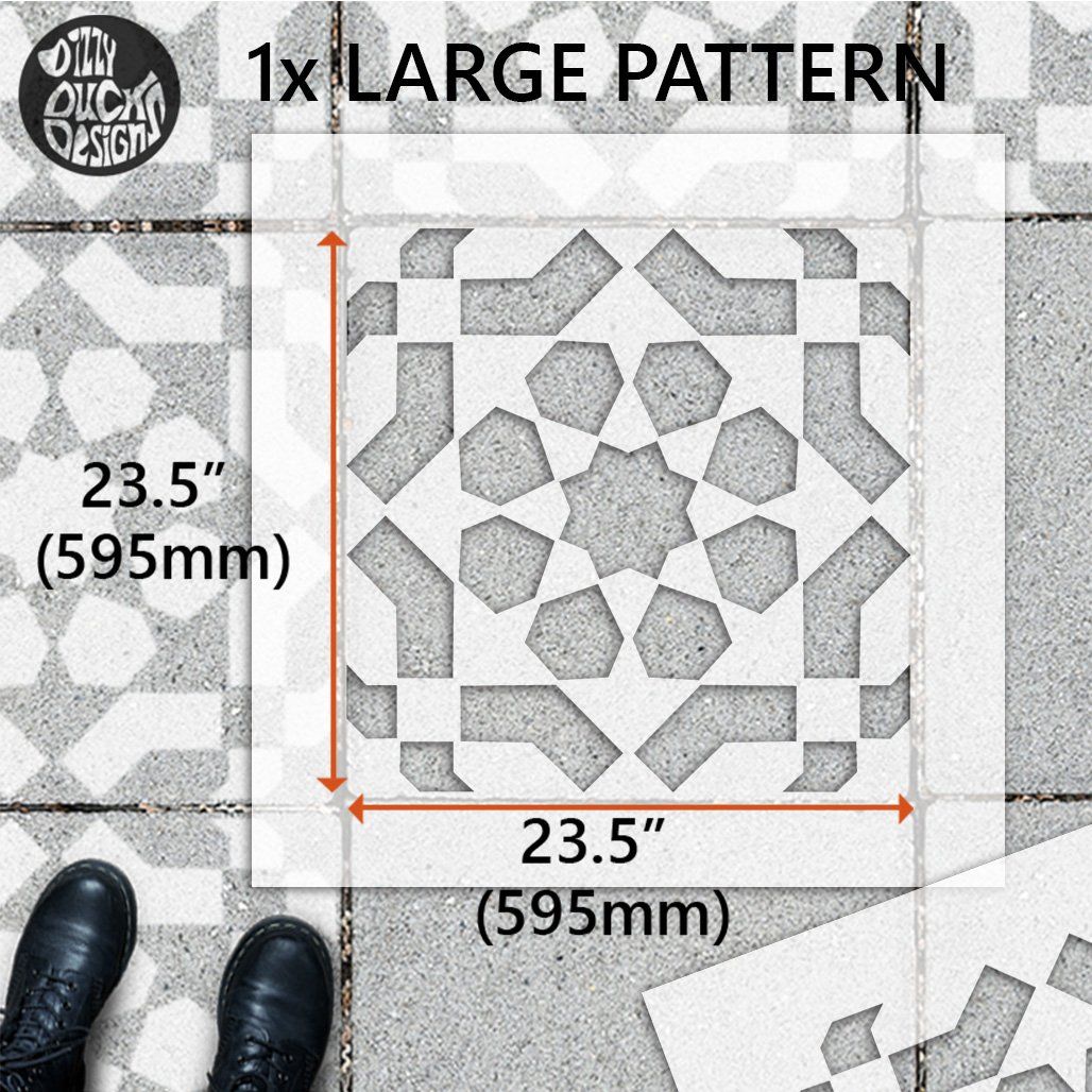 Tebessa Patio Stencil - Square Slabs - Dizzy Duck Designs