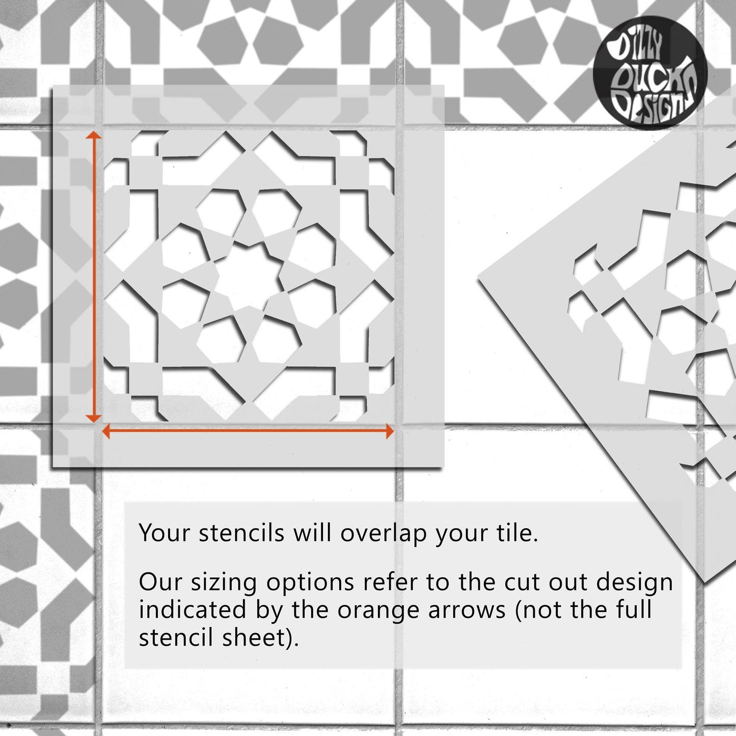 Tebessa Tile Stencil - Dizzy Duck Designs