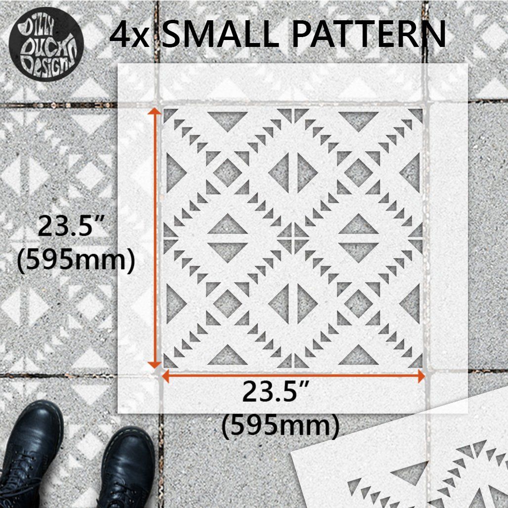 Toluca Patio Stencil - Square Slabs - Dizzy Duck Designs