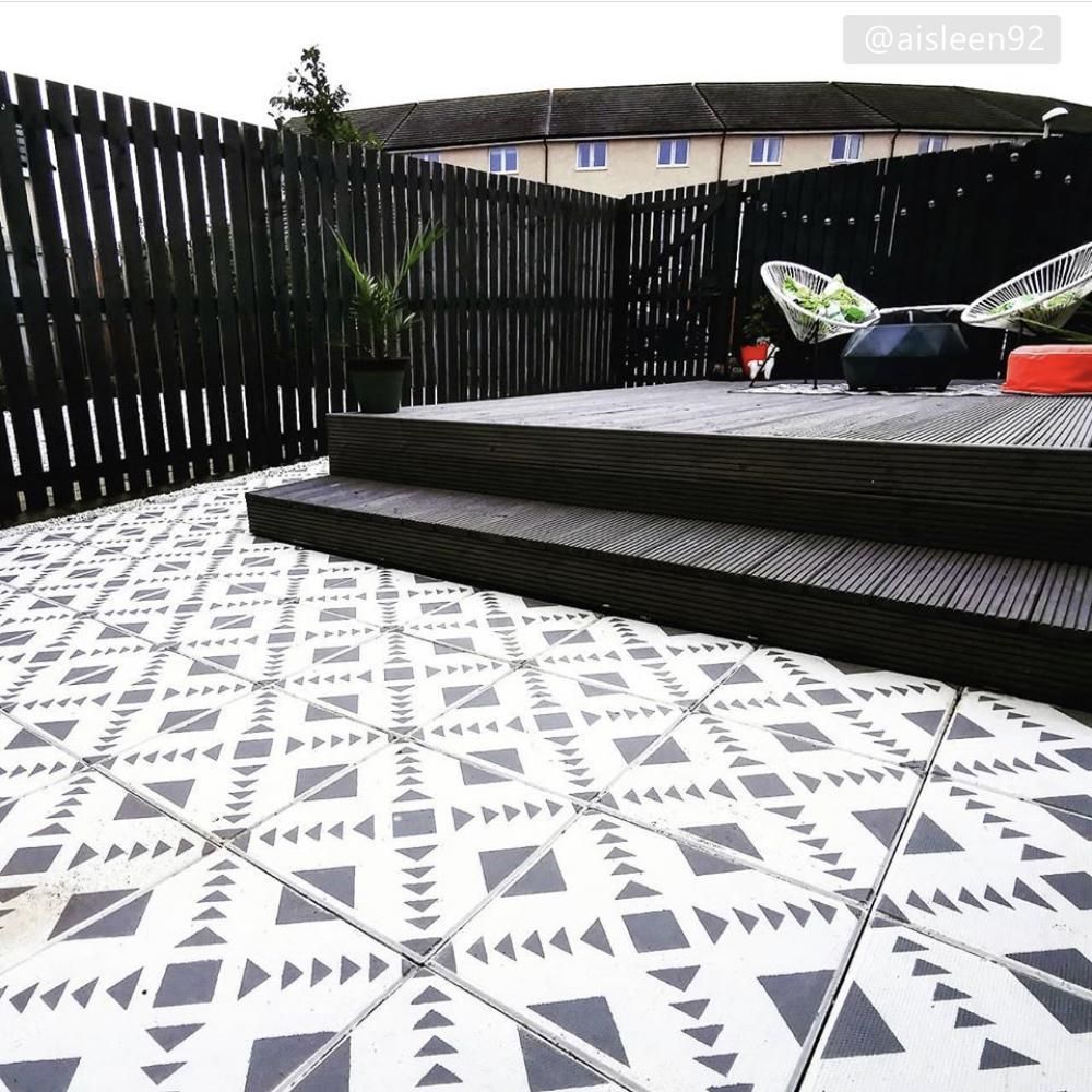 Toluca Patio Stencil - Square Slabs - Dizzy Duck Designs