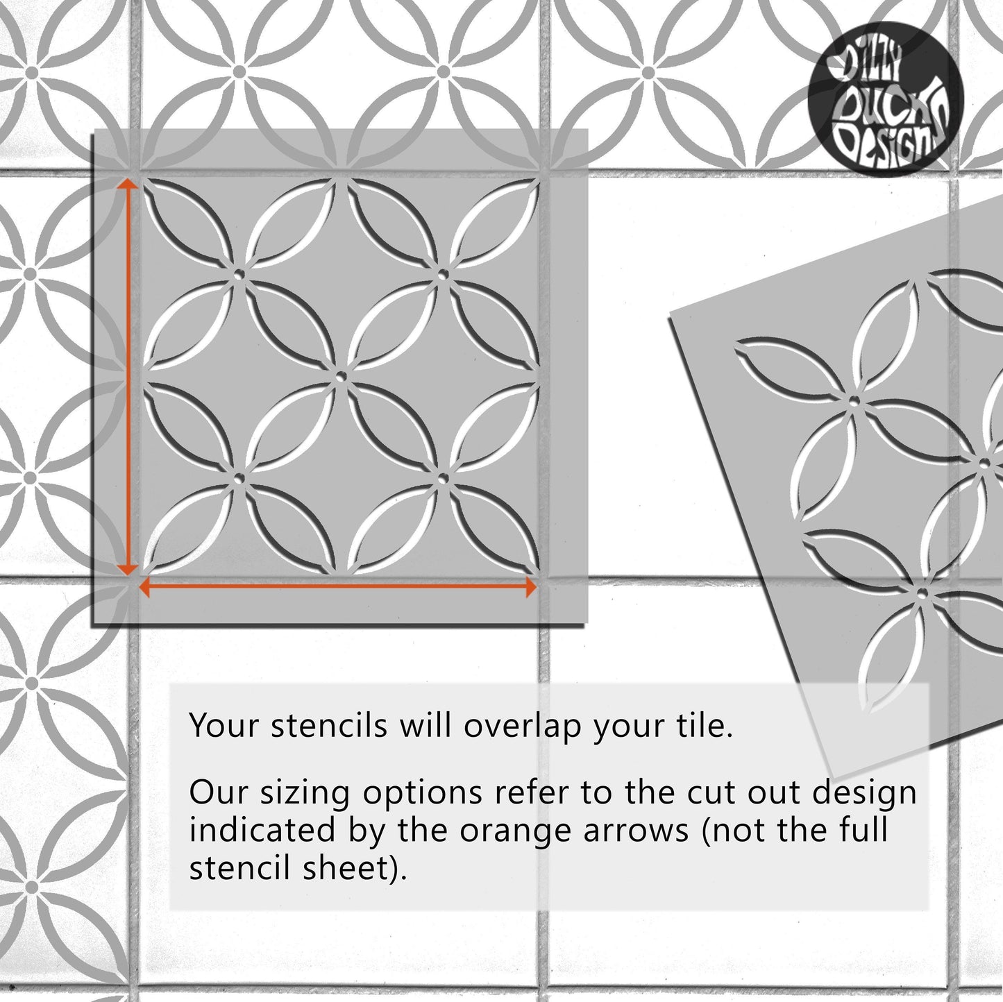 Toyama Tile Stencil - Dizzy Duck Designs