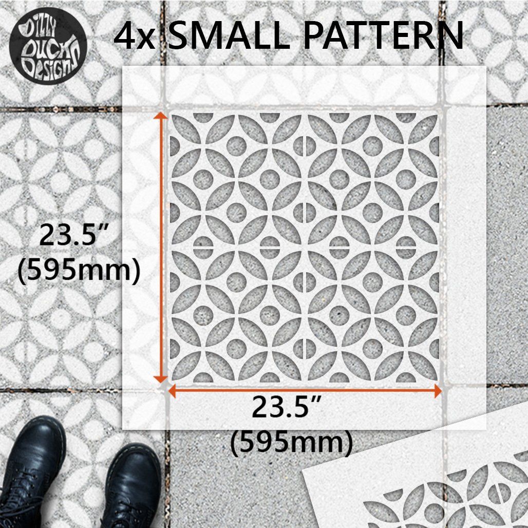 Tsunagi Spot Patio Stencil - Square Slabs - Dizzy Duck Designs