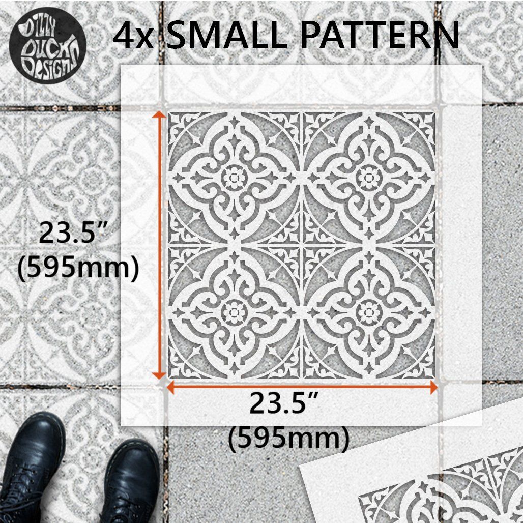 Turin Patio Stencil - Square Slabs - Dizzy Duck Designs