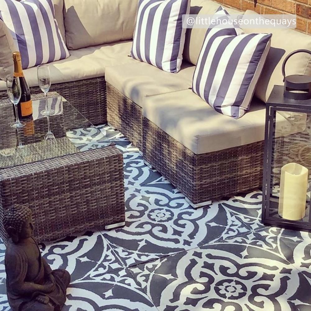 Turin Patio Stencil - Square Slabs - Dizzy Duck Designs