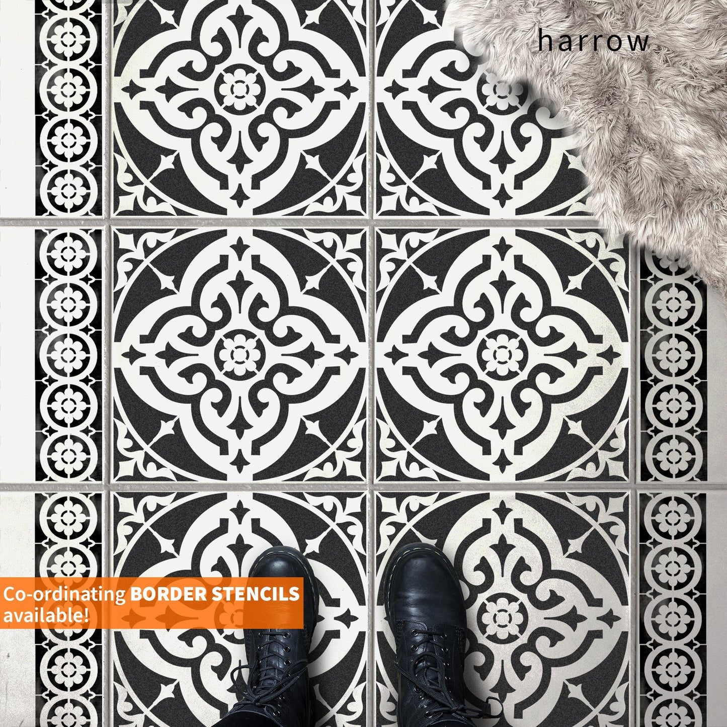 Turin Tile Stencil - Dizzy Duck Designs