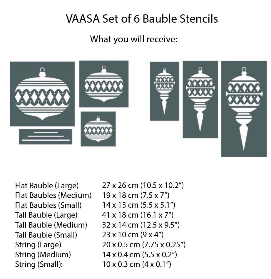 VAASA Set of 6 Christmas Bauble Stencils - Dizzy Duck Designs