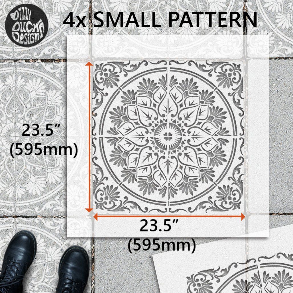 Varanasi Patio Stencil - Square Slabs - Dizzy Duck Designs