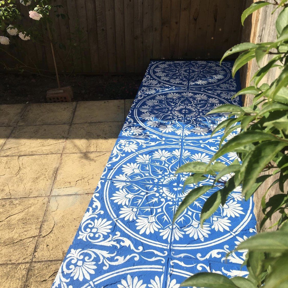 Varanasi Patio Stencil - Square Slabs - Dizzy Duck Designs