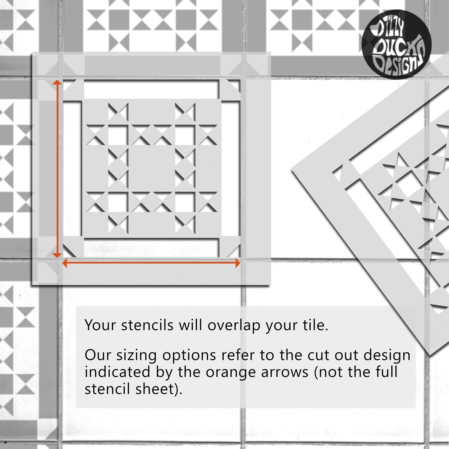 Westminster Tile Stencil - Dizzy Duck Designs