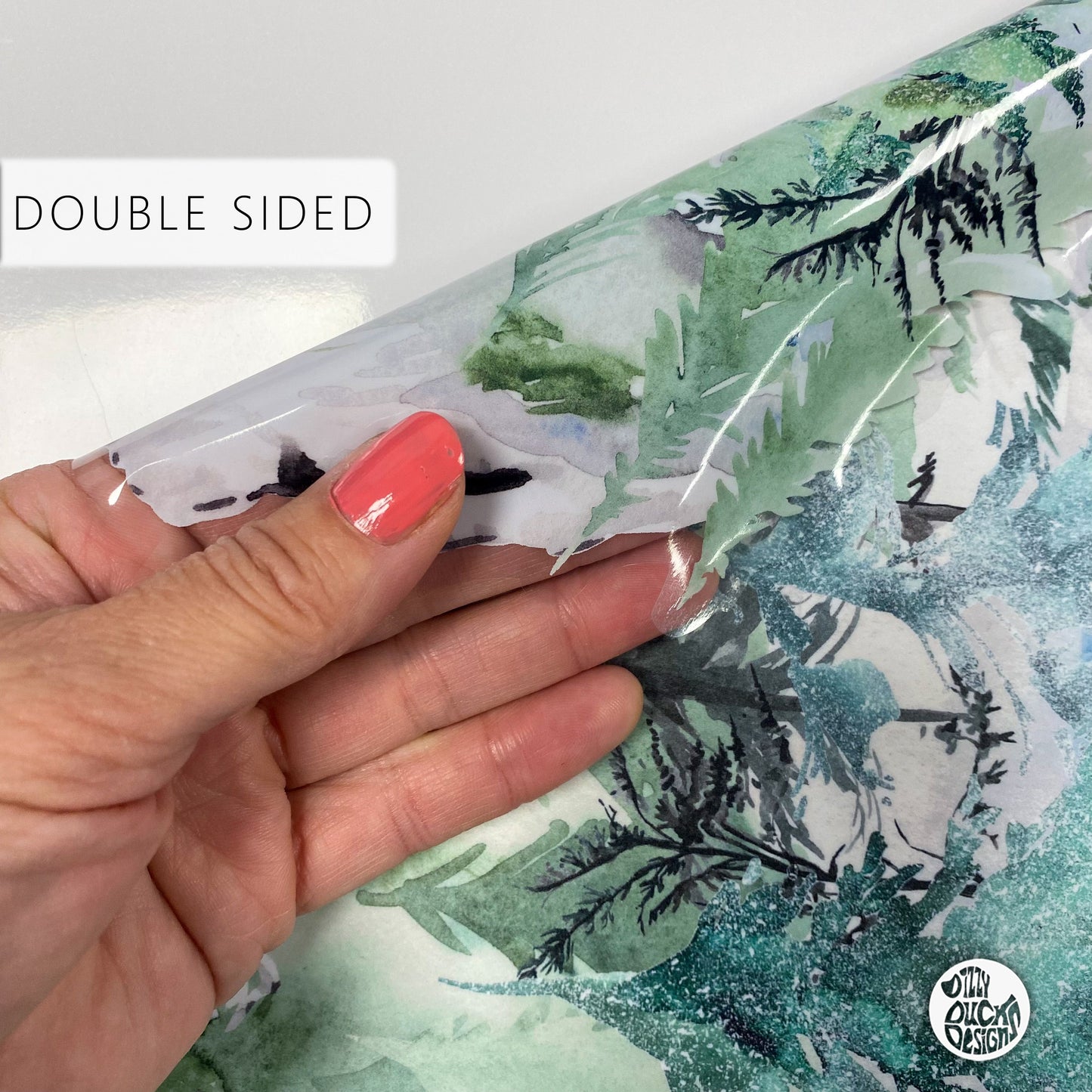 Winter Forest Cabin & Deer Scene Window Decal - Dizzy Duck Designs