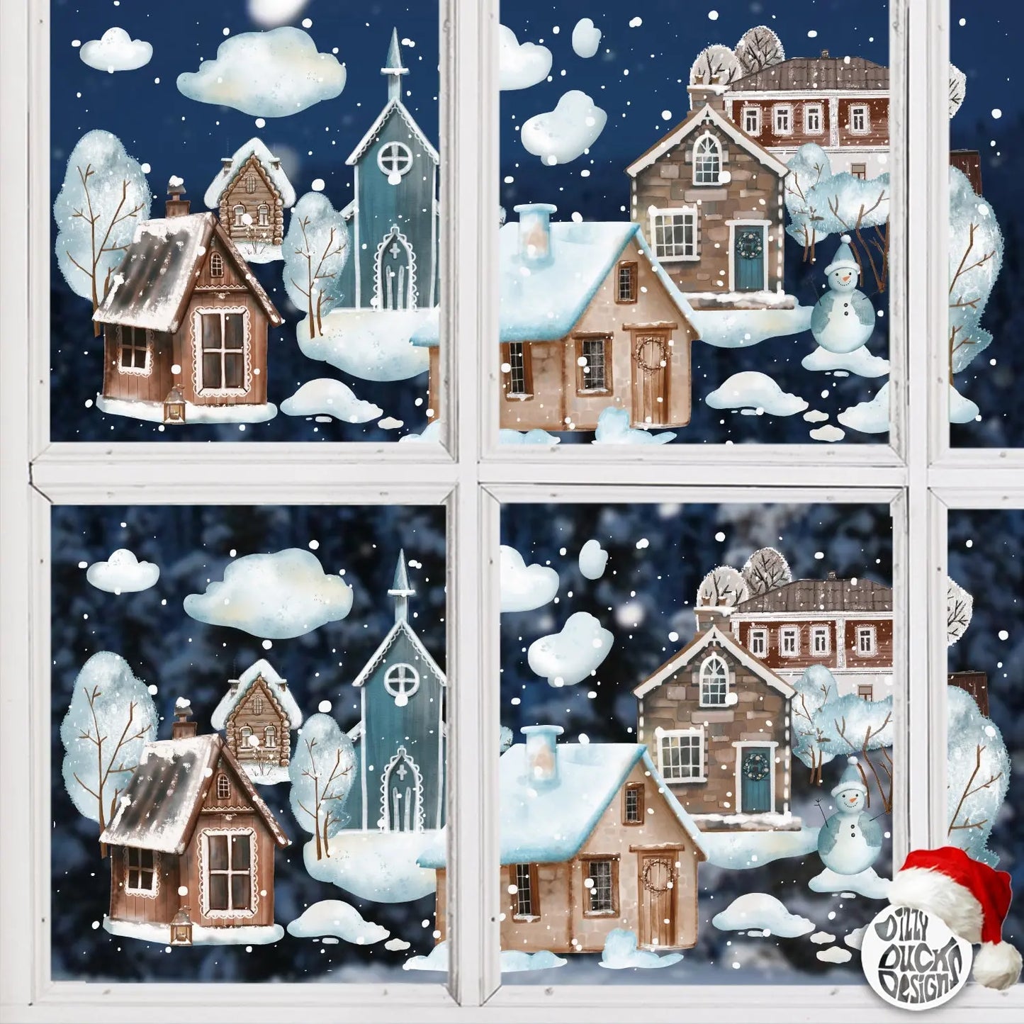 Winter Houses Window Decal - Dizzy Duck Designs