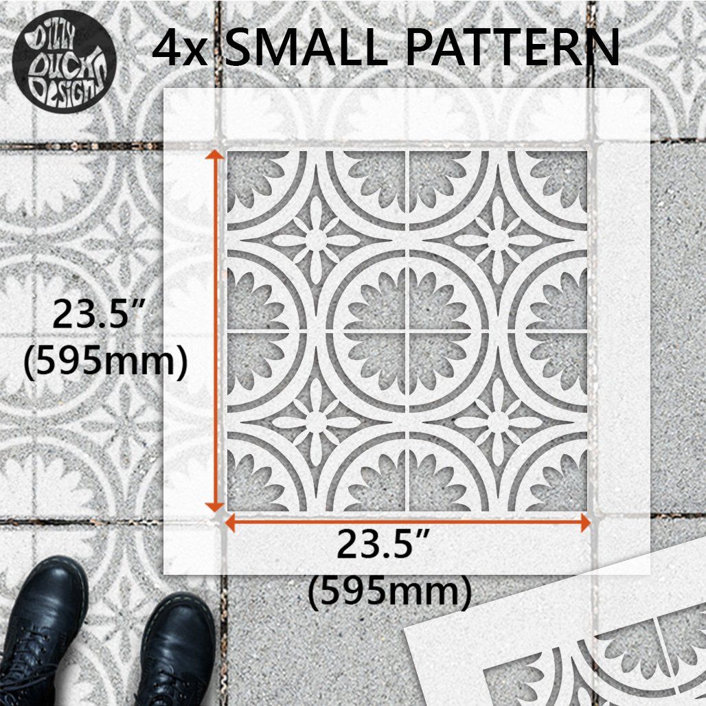 Woodstock Patio Stencil - Square Slabs - Dizzy Duck Designs
