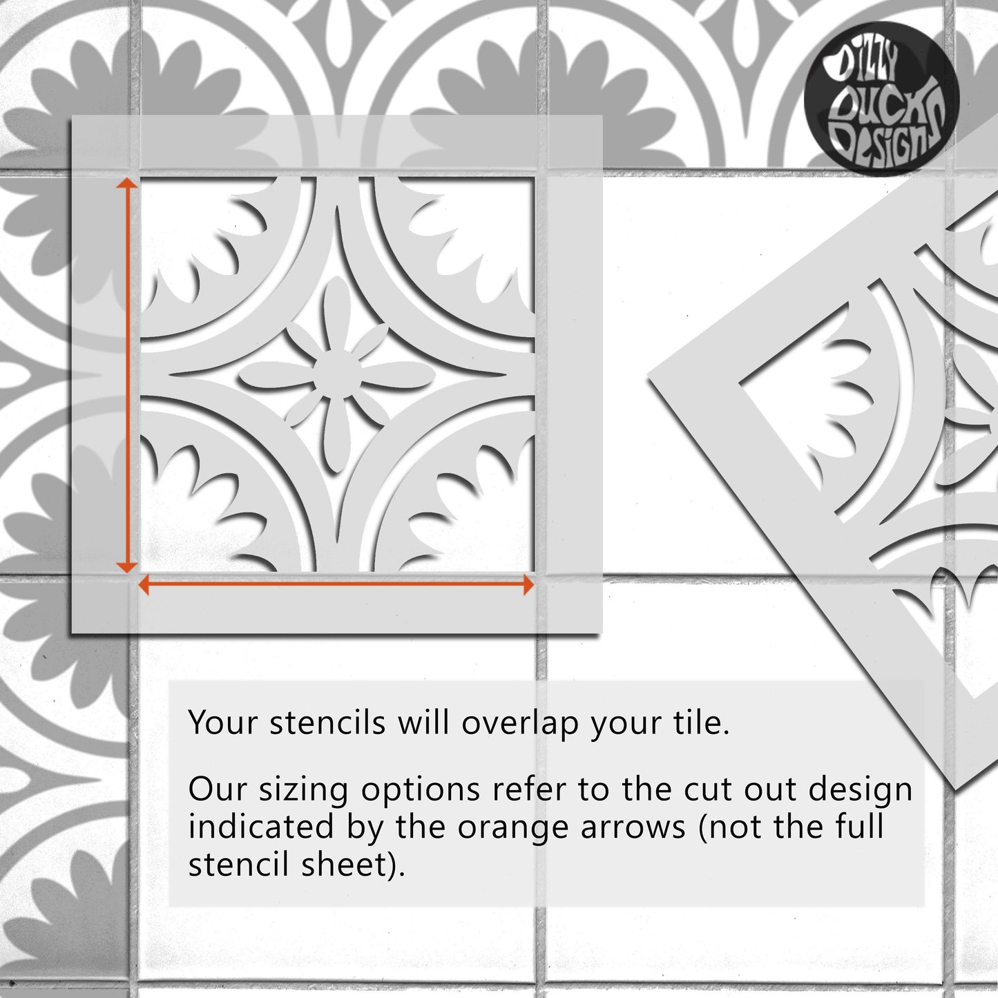 Woodstock Tile Stencil - Dizzy Duck Designs