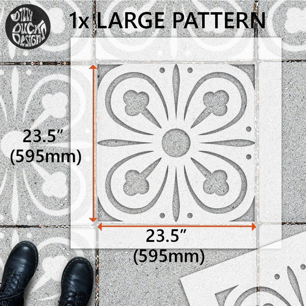 York Patio Stencil - Square Slabs - Dizzy Duck Designs