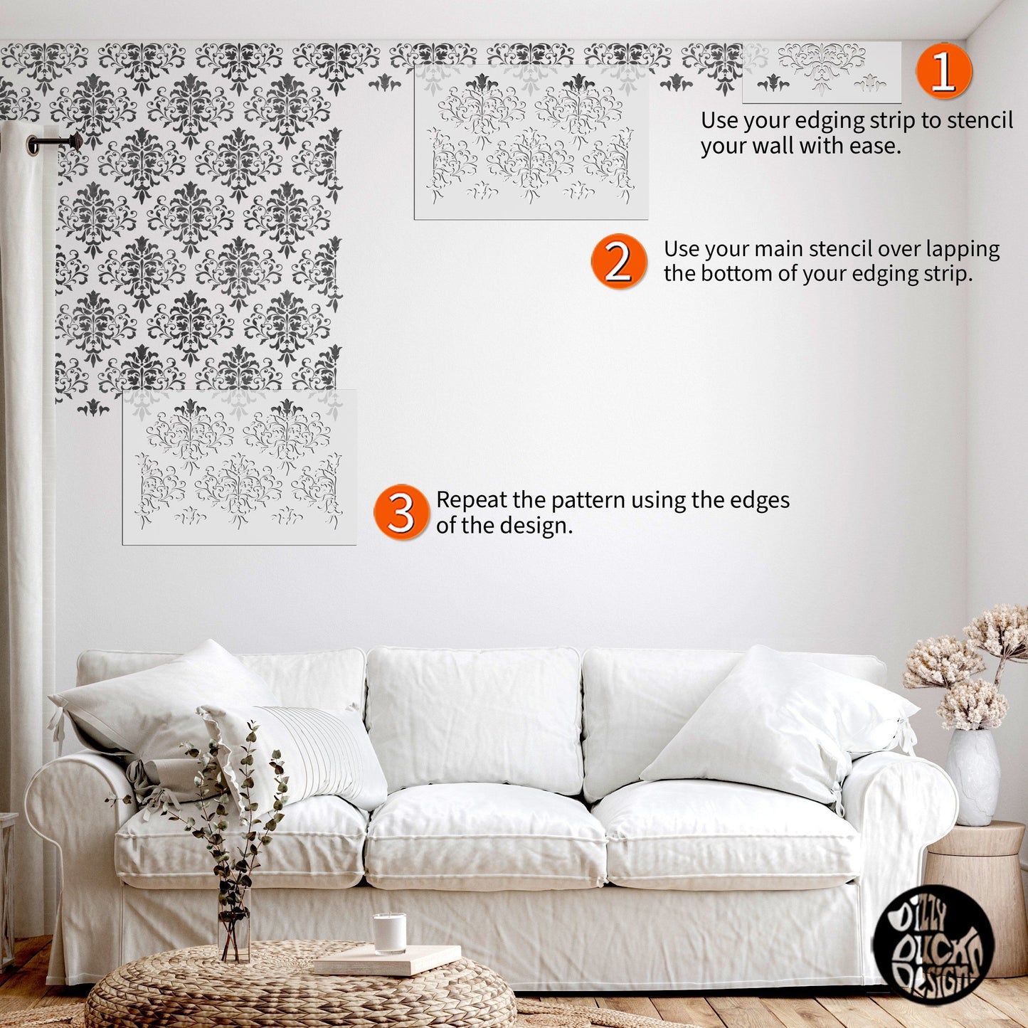 ZAHEDAN Wall Stencil - Dizzy Duck Designs