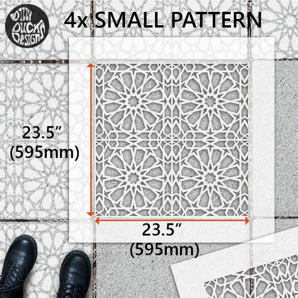 Zagora Patio Stencil - Square Slabs - Dizzy Duck Designs