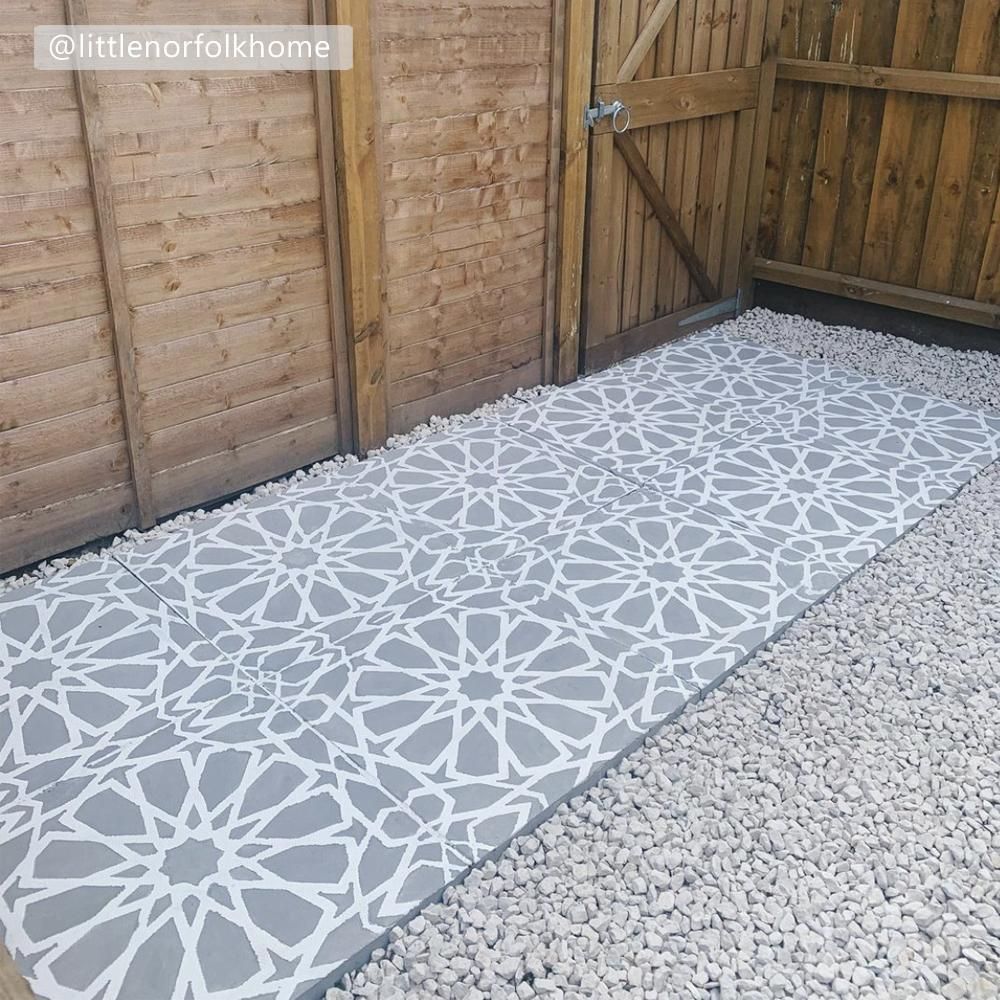Zagora Patio Stencil - Square Slabs - Dizzy Duck Designs