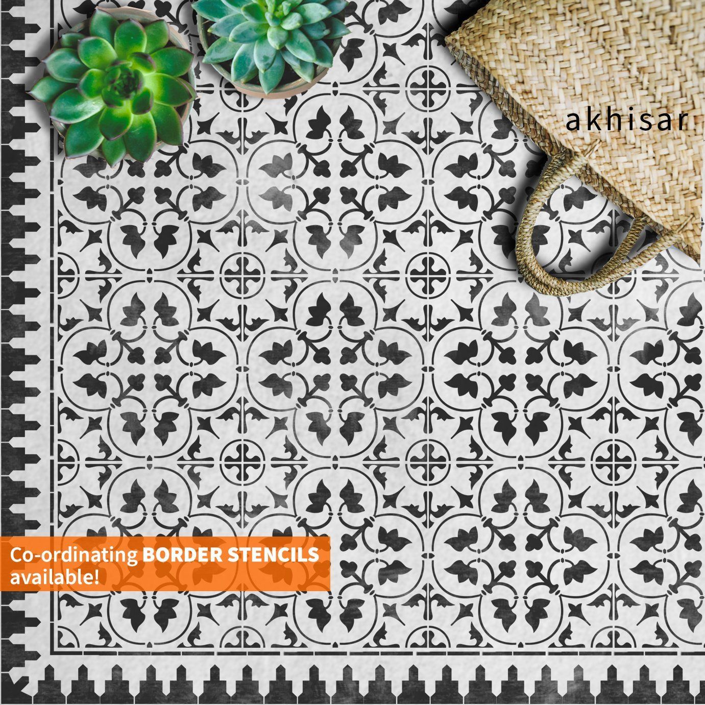 Zamora Faux-Tile Stencil - Dizzy Duck Designs