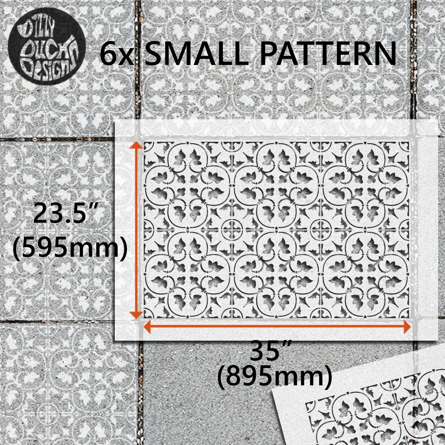 Zamora Patio Stencil - Rectangle Slabs - Dizzy Duck Designs