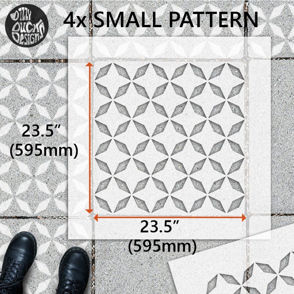 Zaros Patio Stencil - Square Slabs - Dizzy Duck Designs