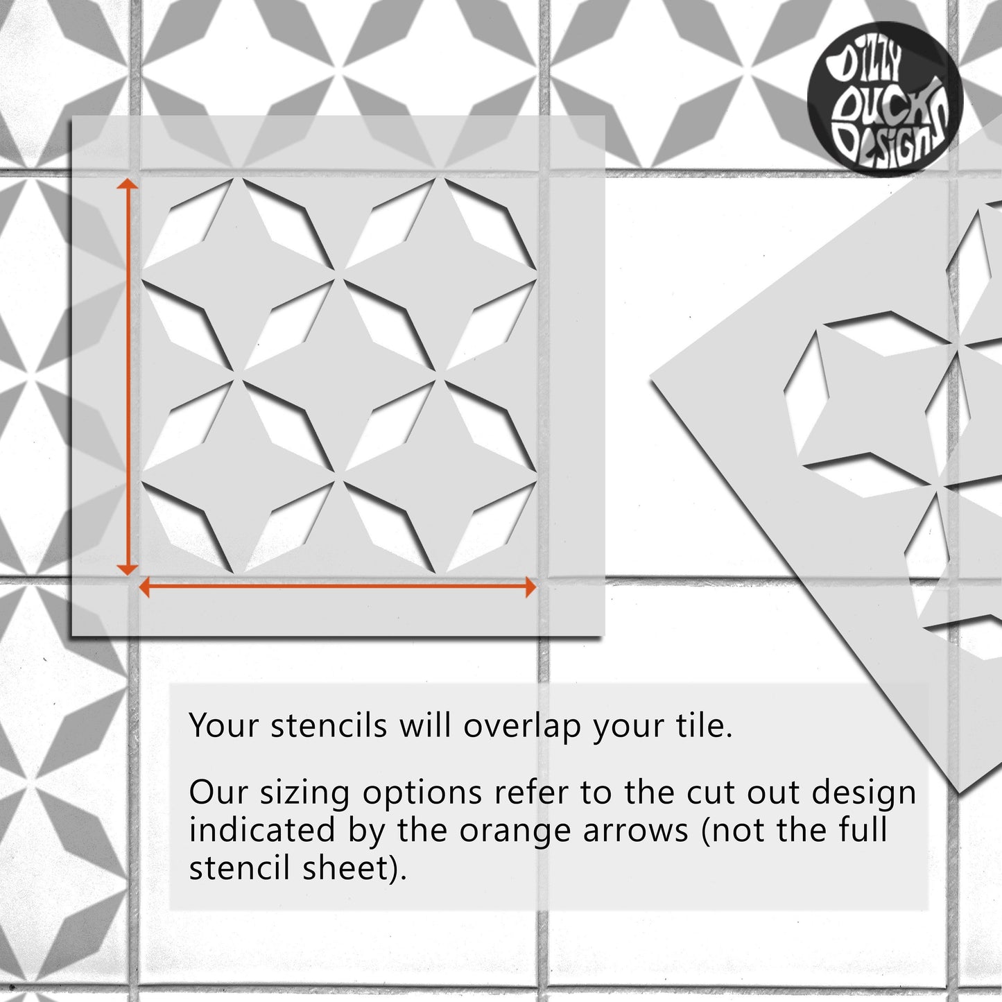 Zaros Tile Stencil - Dizzy Duck Designs