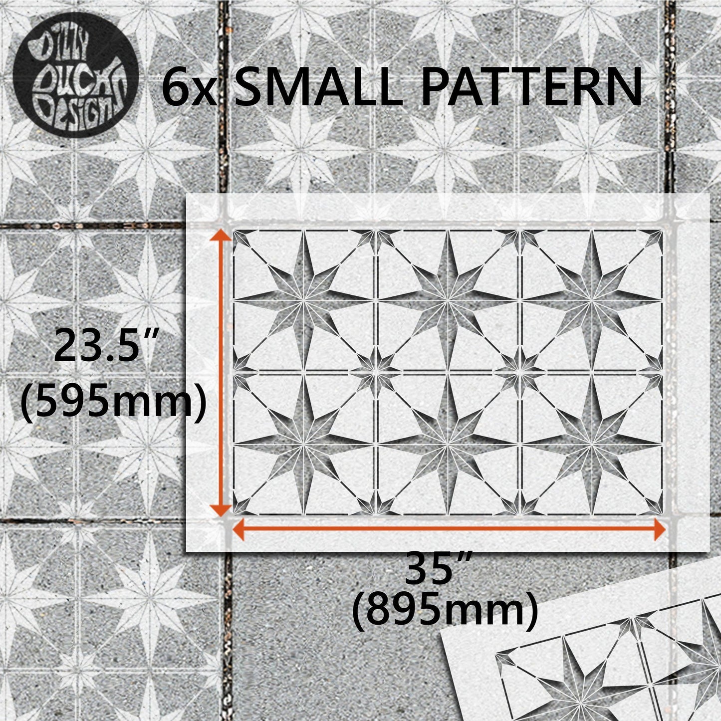 Zarzis Patio Stencil - Rectangle Slabs - Dizzy Duck Designs