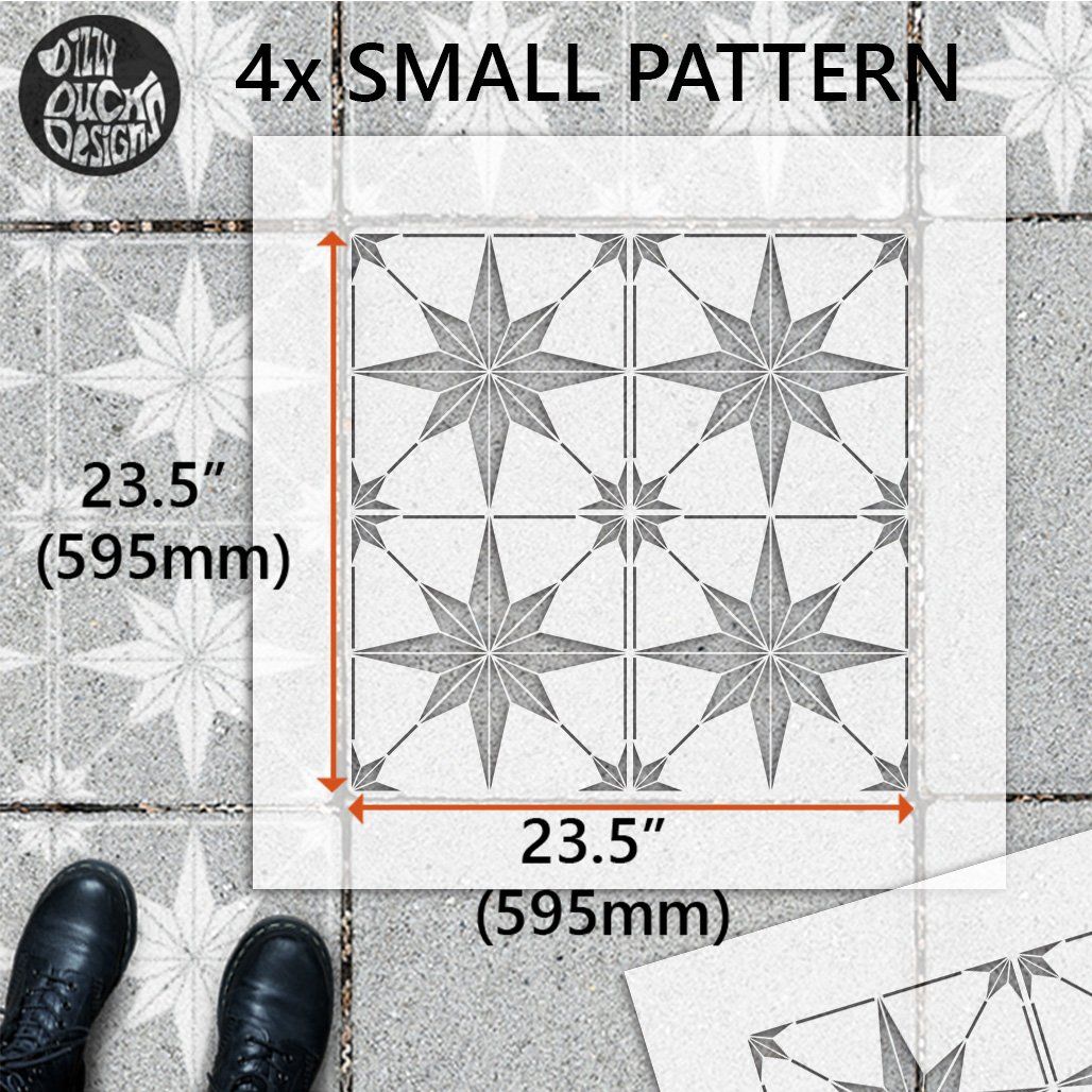 Zarzis Patio Stencil - Square Slabs - Dizzy Duck Designs