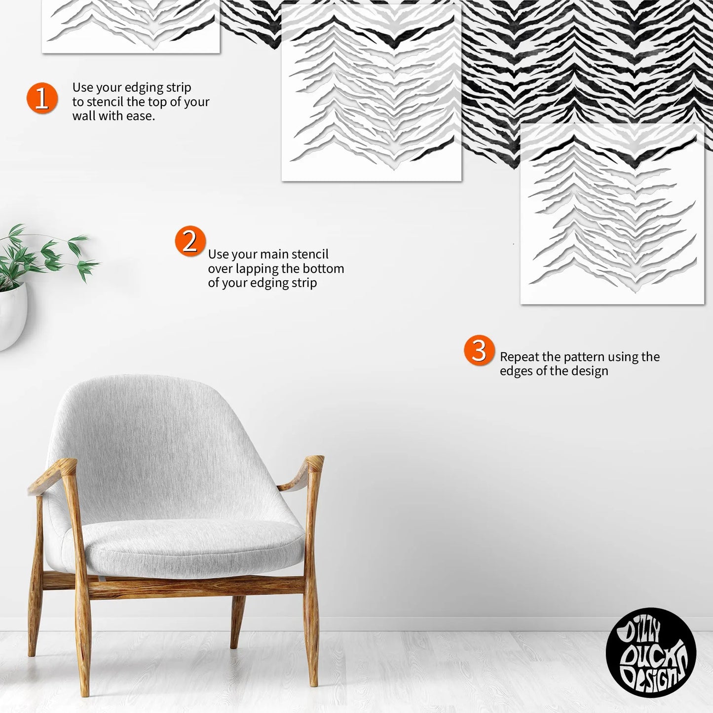 Zebra Print Wall Stencil - Dizzy Duck Designs