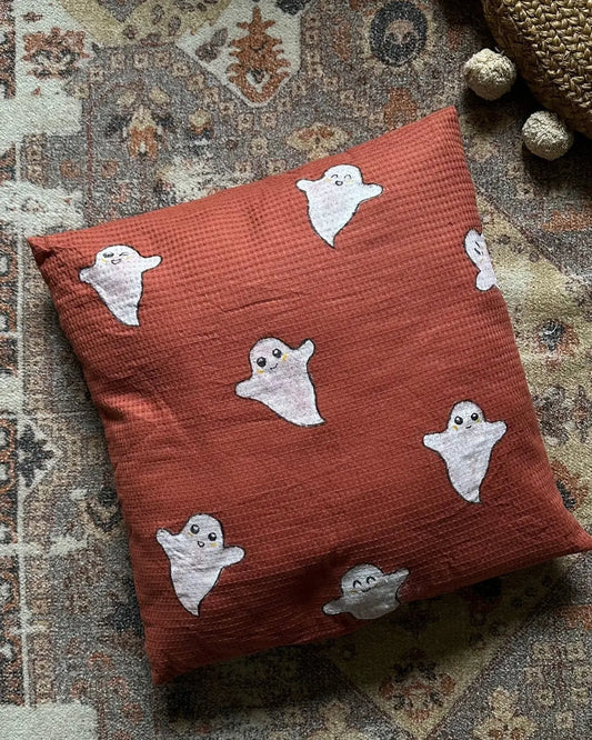 Halloween Craft | Stenciled Ghost Cushion Dizzy Duck Designs