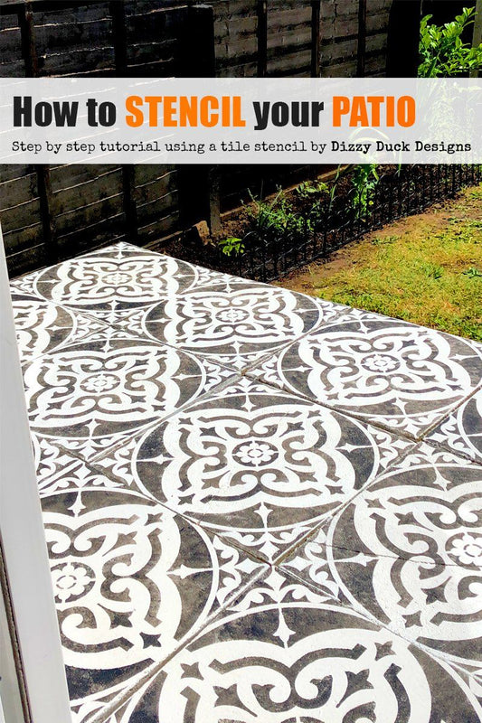 How To Stencil Your Patio Slabs - Dizzy Duck Designs