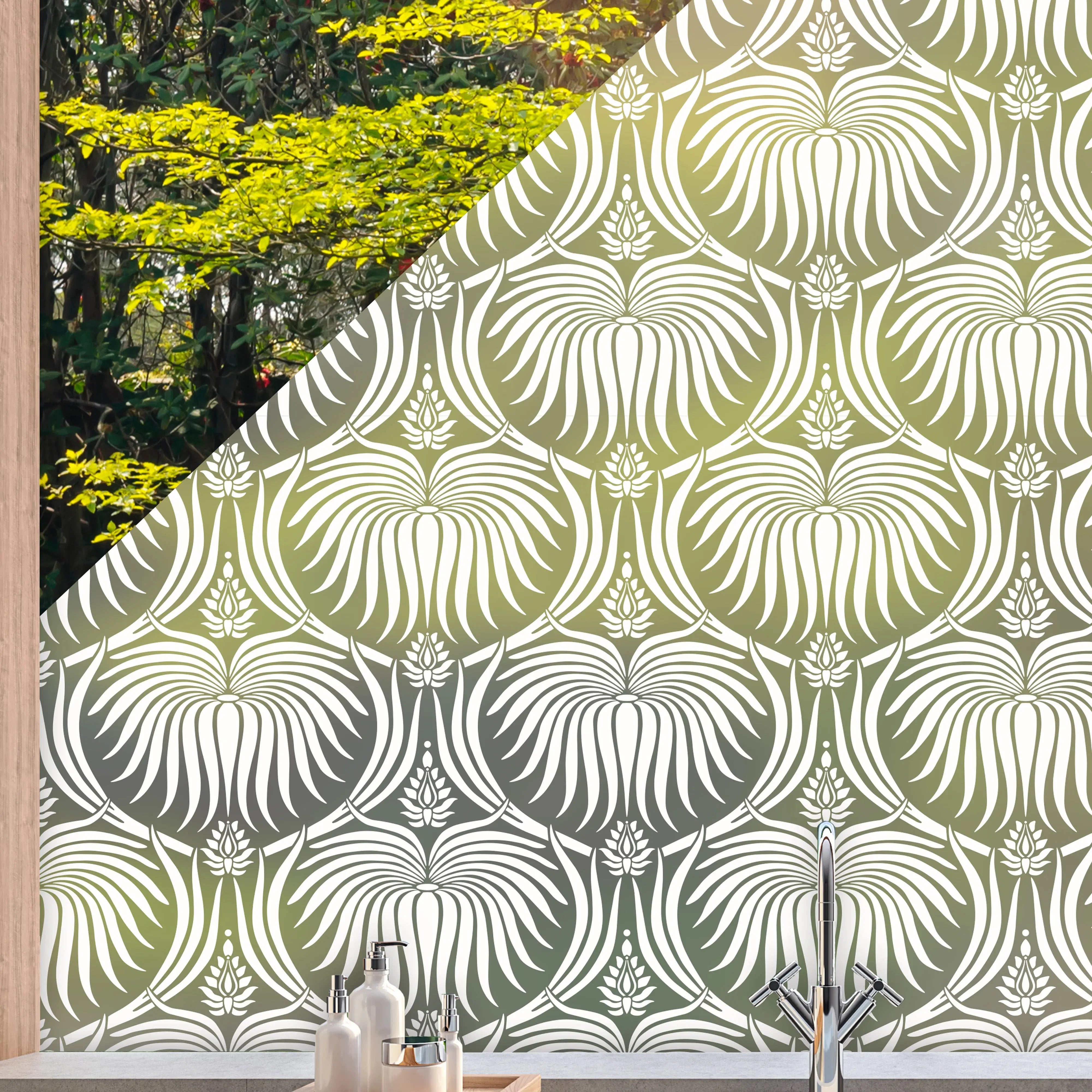 WINDOW FILM | Frosted Damask Panels – Dizzy Duck Designs