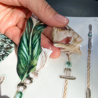 Boho Green Macrame Christmas Baubles Window Cling Decorations