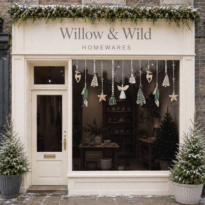 Boho Green Macrame Christmas Baubles Window Cling Decorations