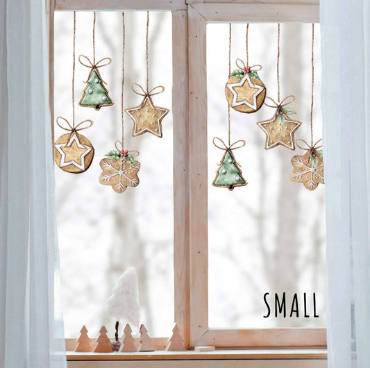 8 Christmas Cookie Shop and Home Window Cling Decorations
