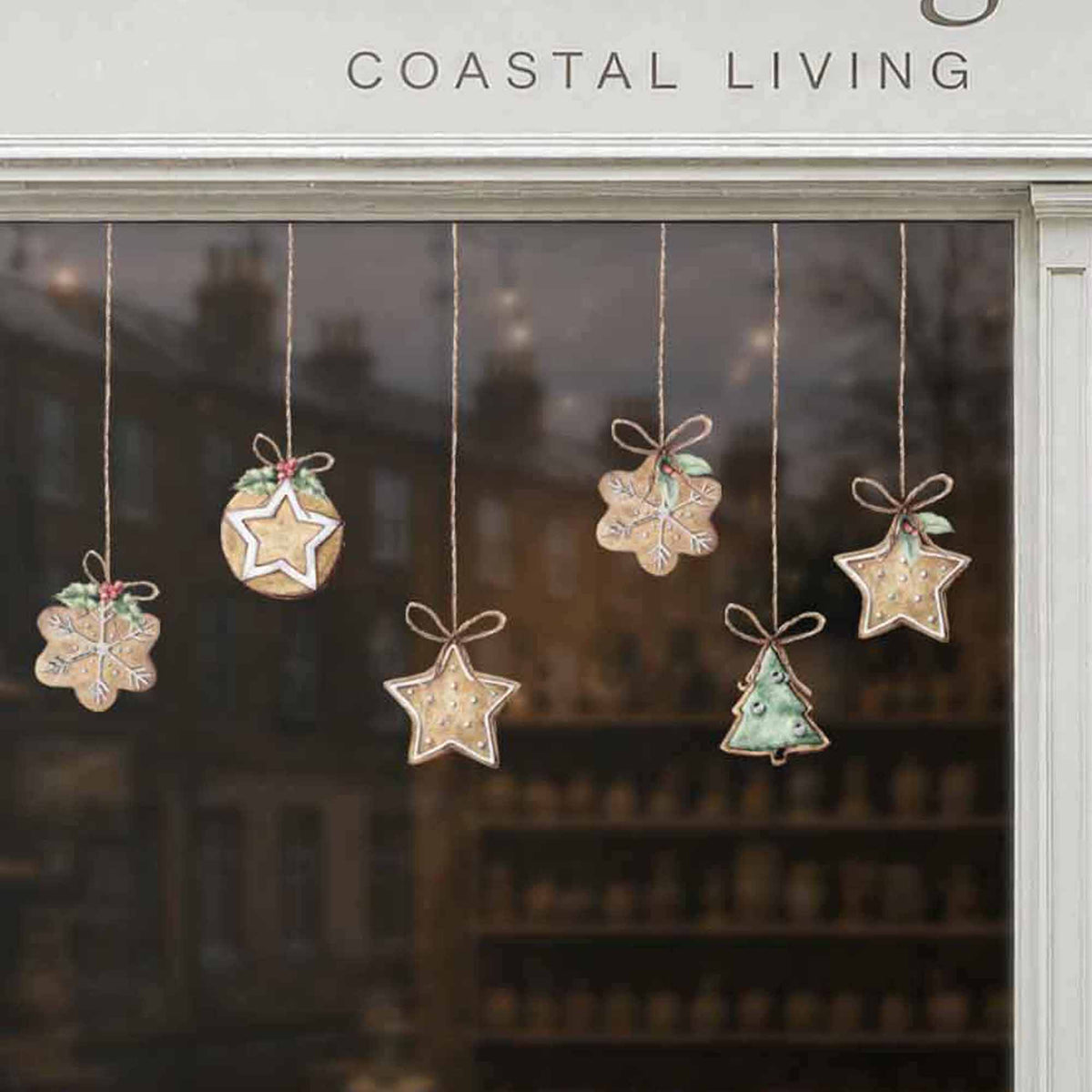 8 Christmas Cookie Shop and Home Window Cling Decorations