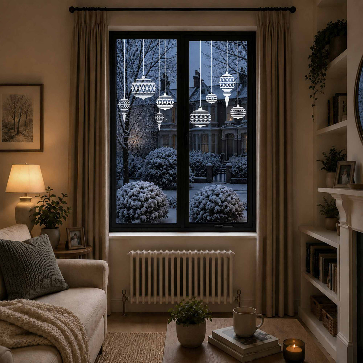 Moroccan Bauble Christmas Window Cling Decorations for Homes and Shops