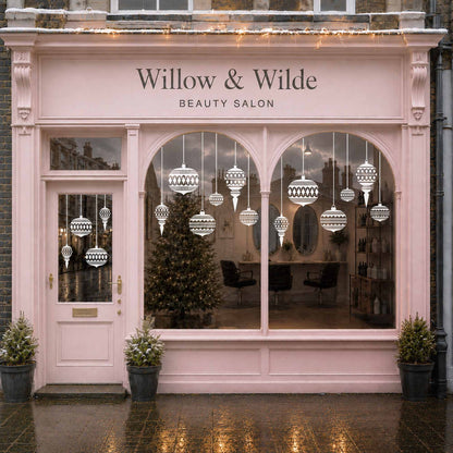 Moroccan Bauble Christmas Window Cling Decorations for Homes and Shops