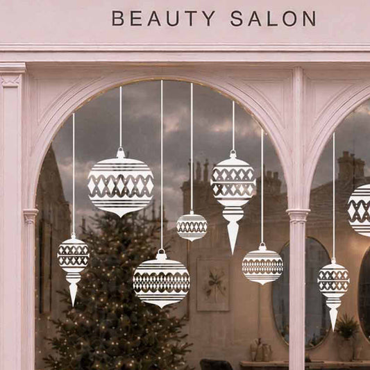 Moroccan Bauble Christmas Window Cling Decorations for Homes and Shops